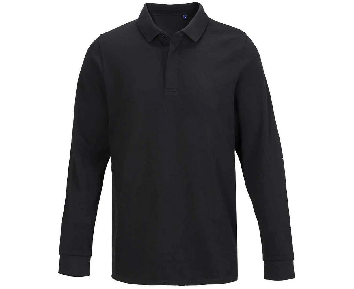 NEOBLU Mens Owen Pique Long-Sleeved Polo Shirt (Deep Black) - PC7543