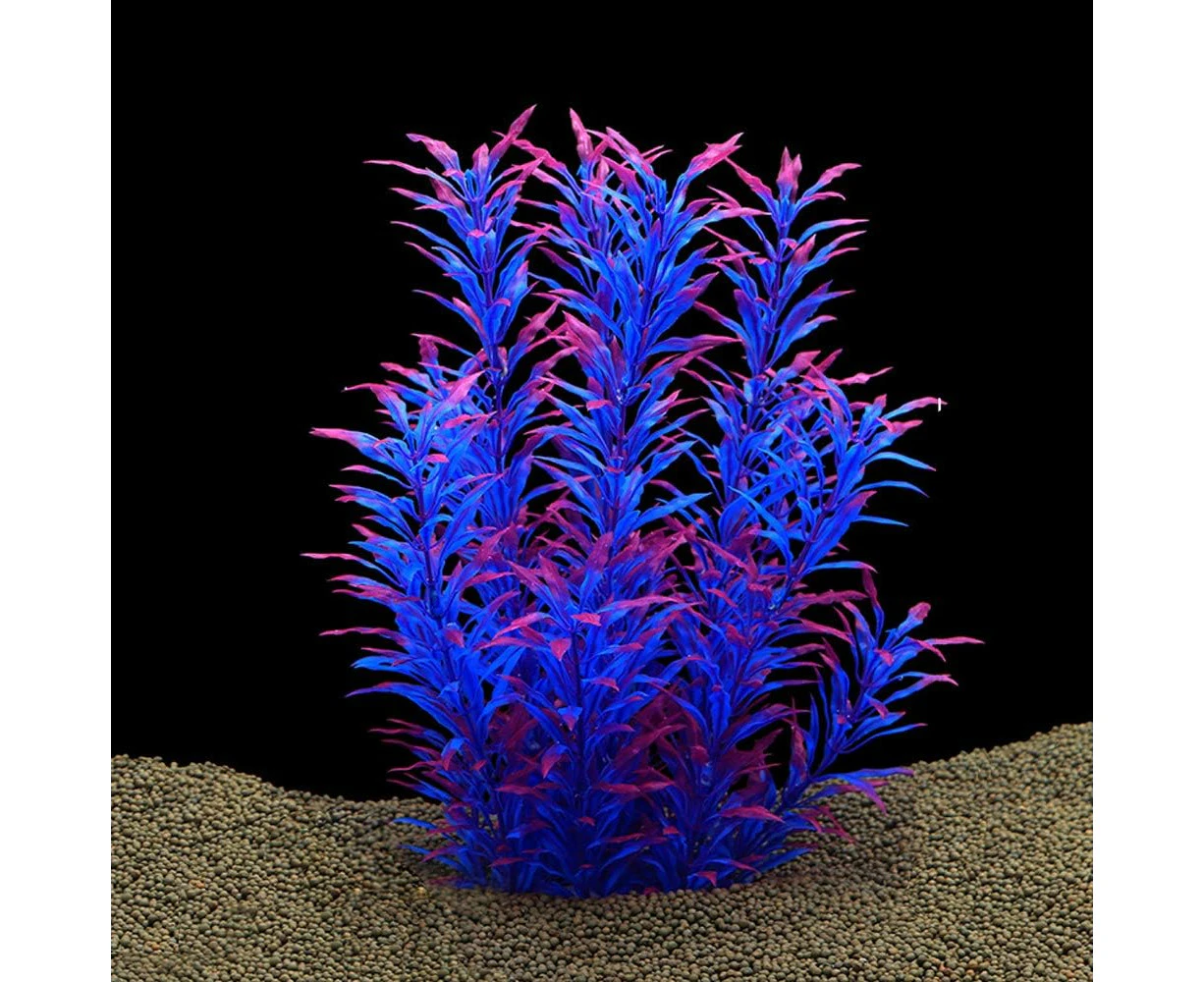 Large Aquarium Plants Artificial Plastic Fish Tank Plants Decoration Ornament for All Fish 12.6 inch Tall 7.09 inch Wide (Wine Red)