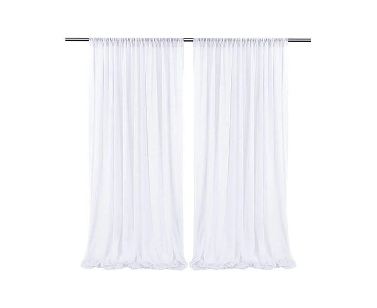 2-PANEL WHITE CHIFFON CURTAIN DRAPES