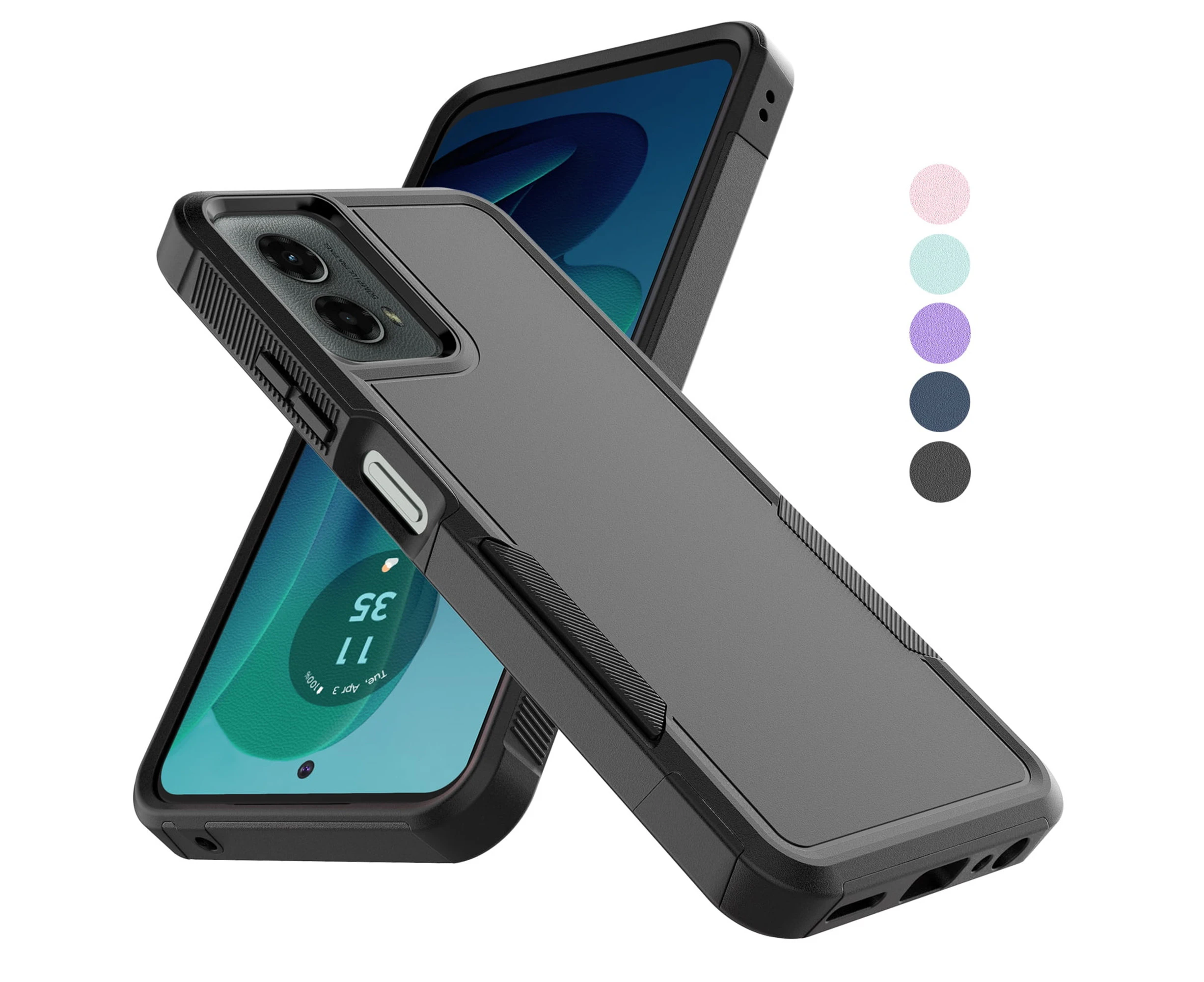 Dual-Layer Phone Case for moto g PLAY (2024) - Black/Clear