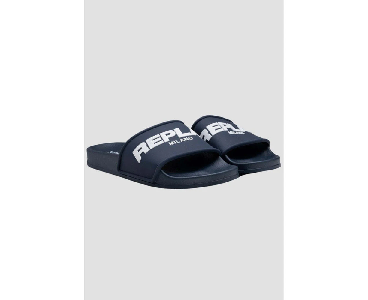 Replay Mens Sandals Replay Milano Emboss Slides Blue