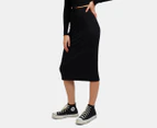 All About Eve Women's AAE Rib Midi Skirt - Black