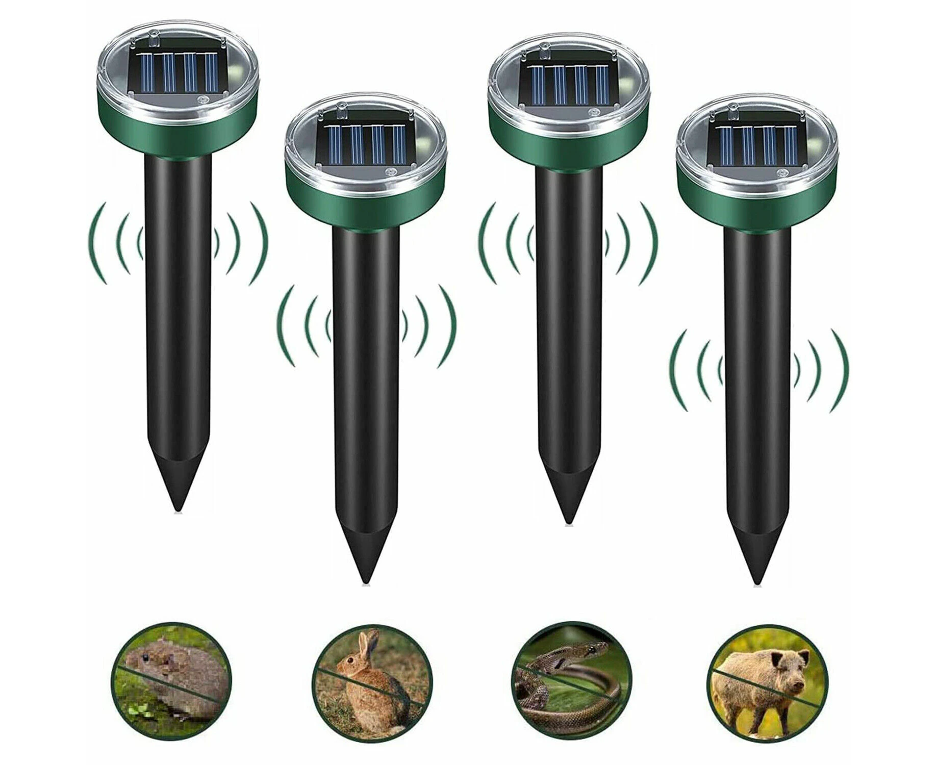 4X Solar Ultrasonic Dog Cat Repellent Fox Pest Scarer Deterrent Repeller Garden