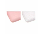 2 Pack Cotton Fitted Cot Sheets, Pink and Scribble Daisy - Anko