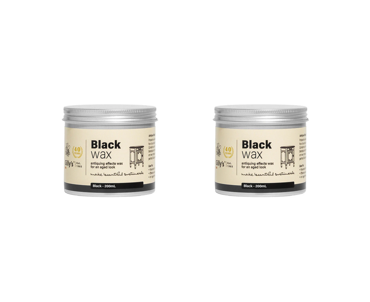 2x Gilly's Black DIY Wood/Furniture Antiquing Effects Non Toxic Dark Wax 200ml