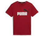 Puma Boys' Essentials 2 Colour Logo Tee / T-Shirt / Tshirt - Intense Red