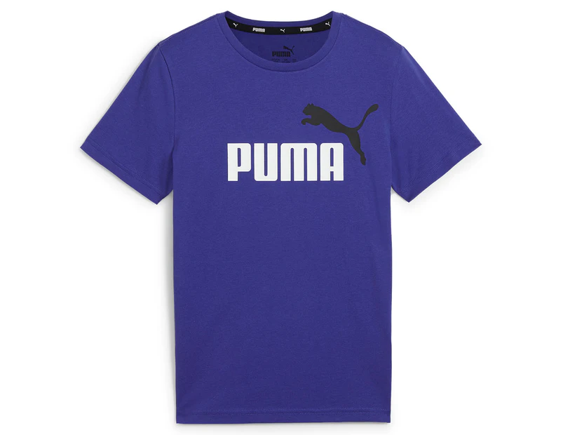 Puma Boys' Essentials 2 Colour Logo Tee / T-Shirt / Tshirt - Lapis Lazuli