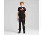 Puma Boys' Essentials 2 Colour Logo Tee / T-Shirt / Tshirt - Black/Redmazing/White