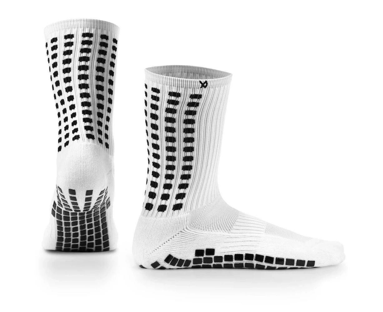 LUX Anti-Slip Calf Socks - Soccer/Running/Yoga - Dual Grip Socks Unisex - White