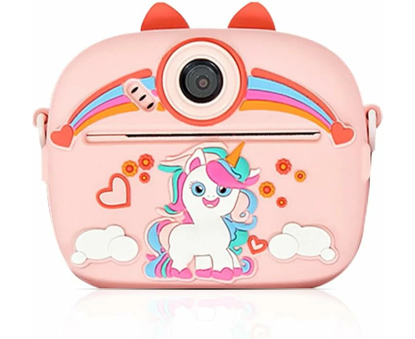 2.4' Kids 1080P Camera Instant Print, with Silicone Cover,48MP Kids Digital Camera Instant Camera for Kids with 3 Rolls Print Paper with 32G Card