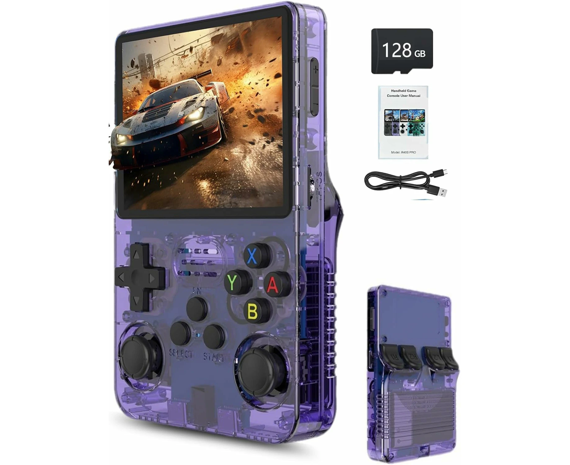 R36S Retro Handheld Game Console, Gaming Console with Linux System, Dual 3D Joysticks, 21000+Classic Games Retro Video Game Console, 3.5in IPS Screen -128G