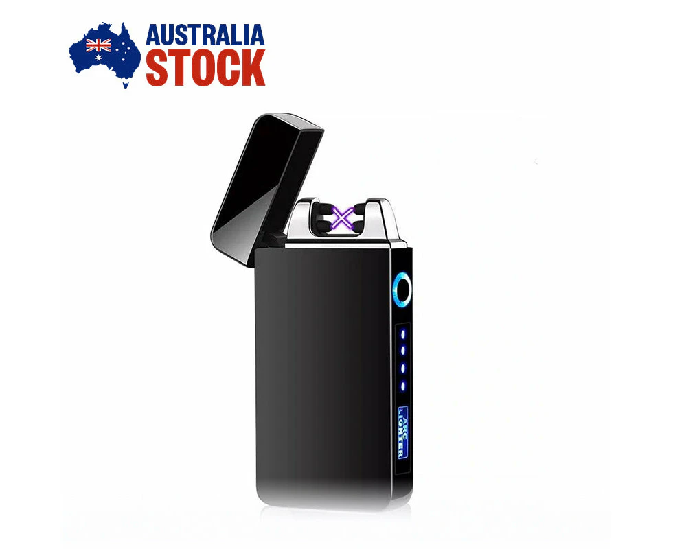 Dual Arc Plasma Lighter Electric Flameless Windproof USB Rechargeable Lighters With LED Power Display