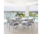 Houston Outdoor 1.5m Round Aluminium Dining Setting with 6 Santorini Chairs - Outdoor Aluminium Dining Settings - Charcoal