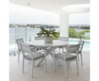 Houston Outdoor 1.5m Round Aluminium Dining Setting with 6 Santorini Chairs - Outdoor Aluminium Dining Settings - Charcoal