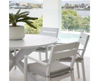 Houston Outdoor 1.5m Round Aluminium Dining Setting with 6 Santorini Chairs - Outdoor Aluminium Dining Settings - Charcoal