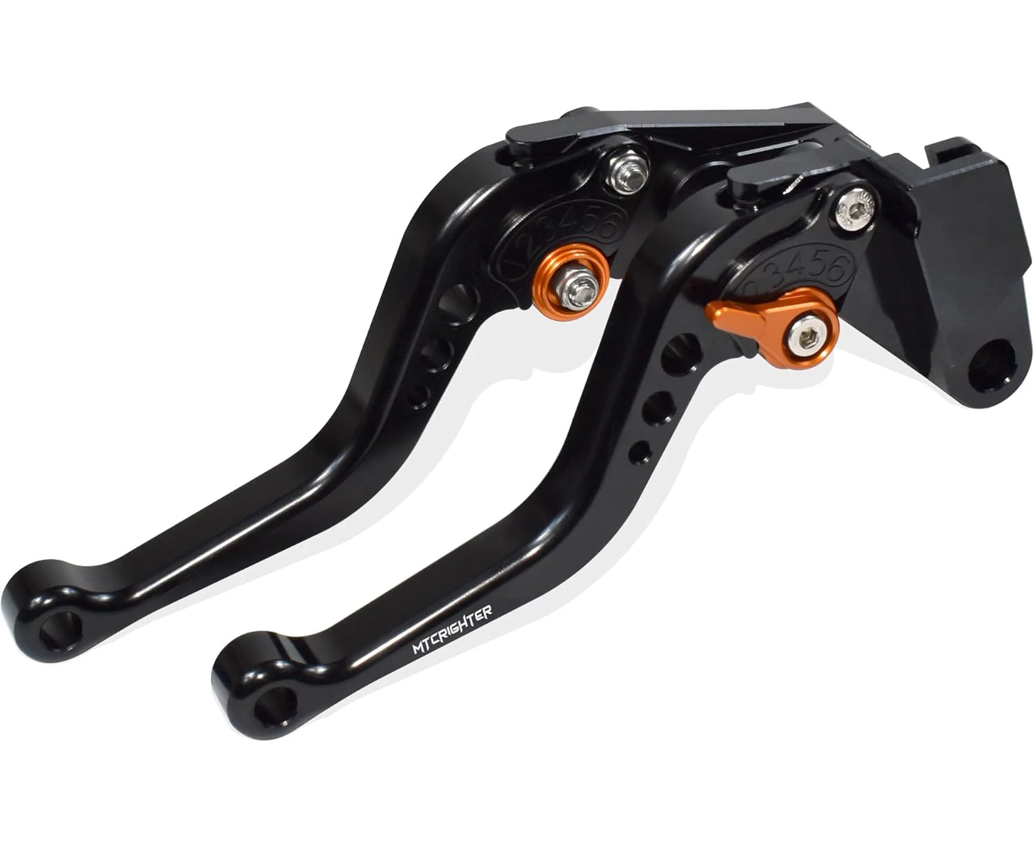 MTCRIGHTER Short Brake Lever Clutch Lever compatible with KTM RC390 / 390 Duke / 390 Adventure, CNC Aluminum Alloy Made (Orange)