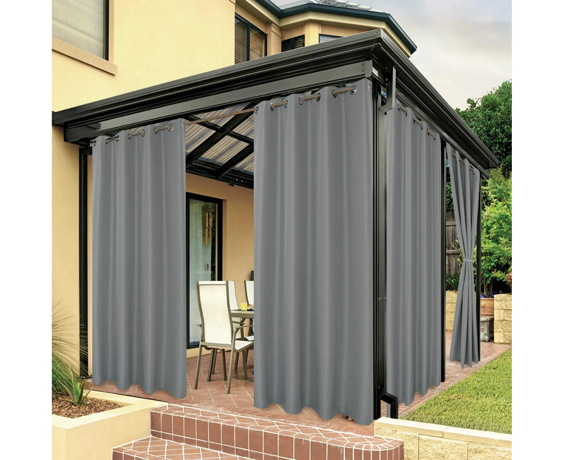 BONZER Outdoor Waterproof Curtains for Patio Privacy Grommet Sunlight Blocking Outside Curtains for Gazebo, Porch, Pergola, Pavilion, 1 Panel, 54W x 120L i