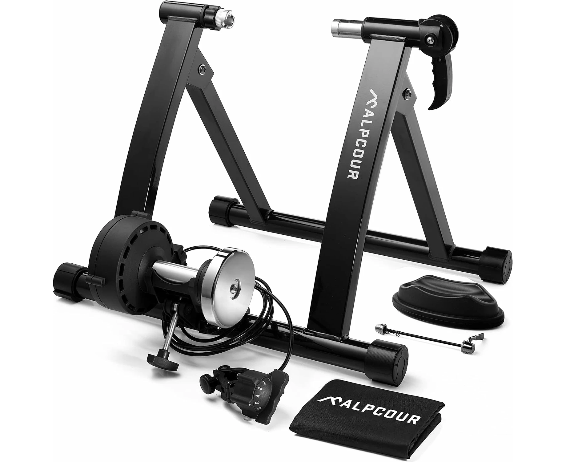 Alpcour Indoor Magnetic Bike Trainer Stand - Stainless Steel, 6 Resistance Settings