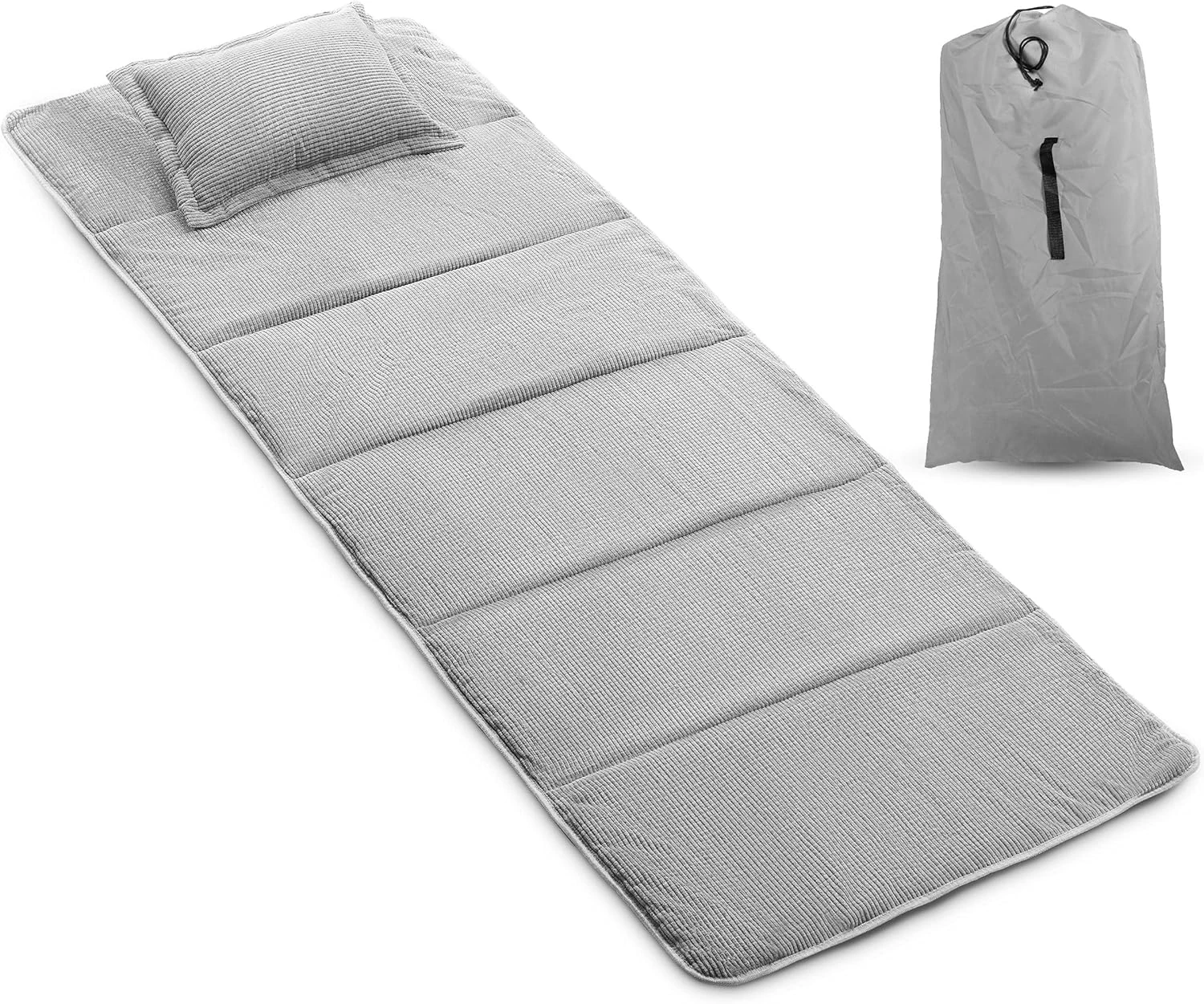 Alpcour Camping Cot Mattress Pad - 75x28" Corduroy Topper with Pillow & Carry Case