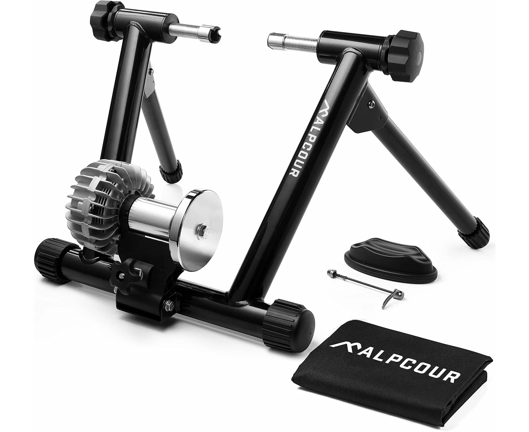 Alpcour Indoor Fluid Bike Trainer Stand - Portable, Stainless Steel, Dual-Lock System