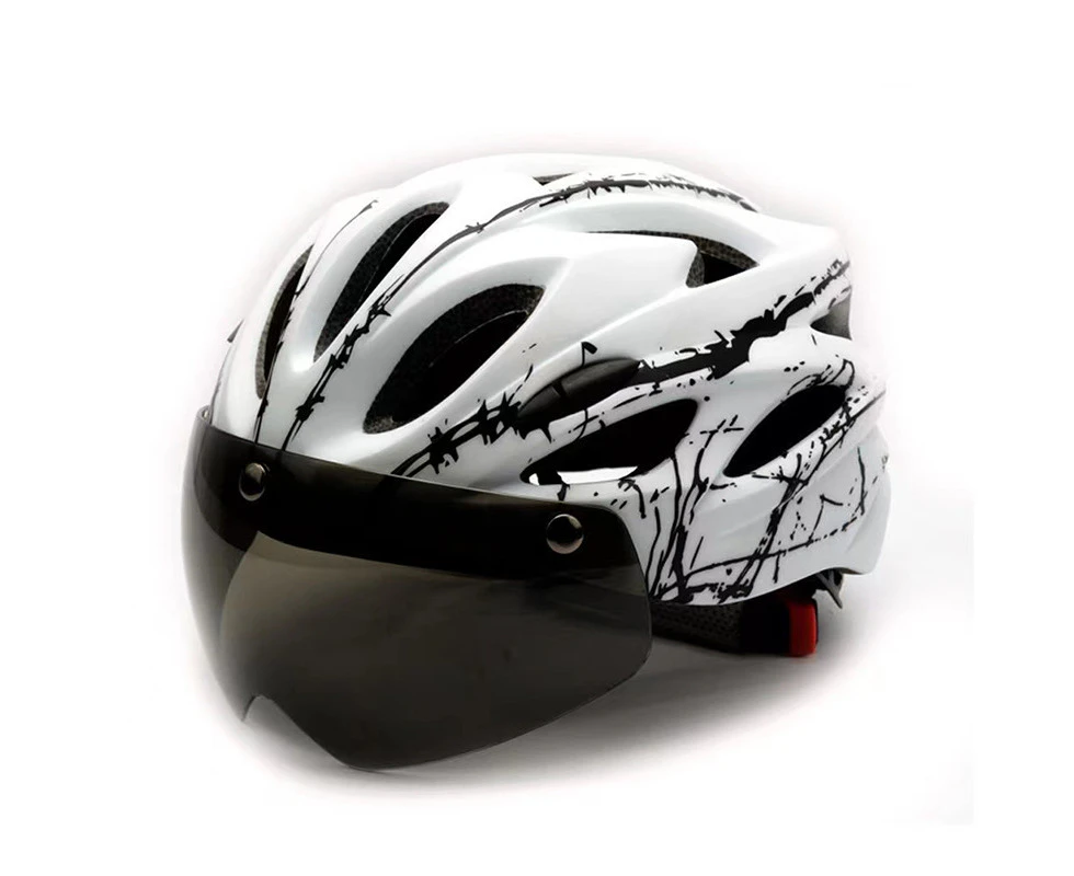 Bicycle helmet integrated magnetic goggles cycling helmet mountain bike riding helmet tail light