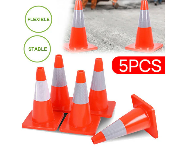 5pcs 45cm Road Traffic Cones Reflective Overlap Parking Emergency Safety Cone AU