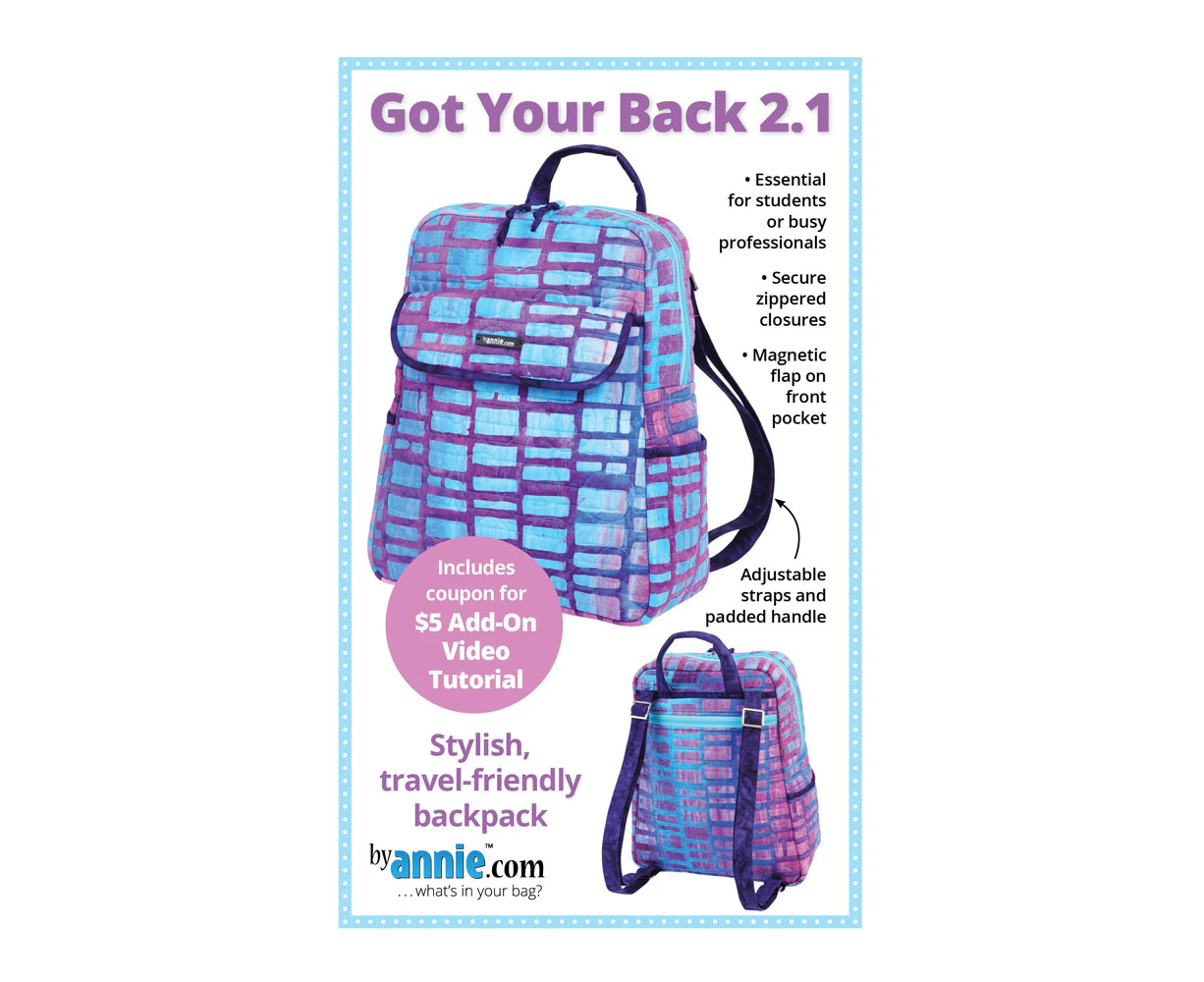 Quilting Sewing By Annie Got Your Back 2.1 Backpack Patchwork Pattern