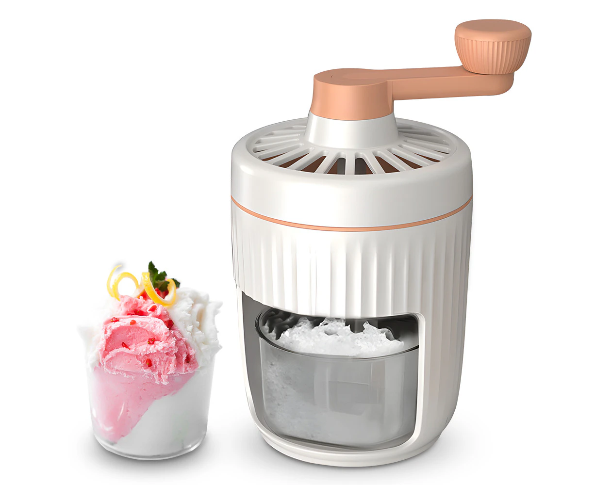 Shaved Ice Machine - Hand Crank Slushie Maker Machine with Free Ice Cube Tray Portable Snow Cone Machine with Stainless Steel Blades for Ice Cream