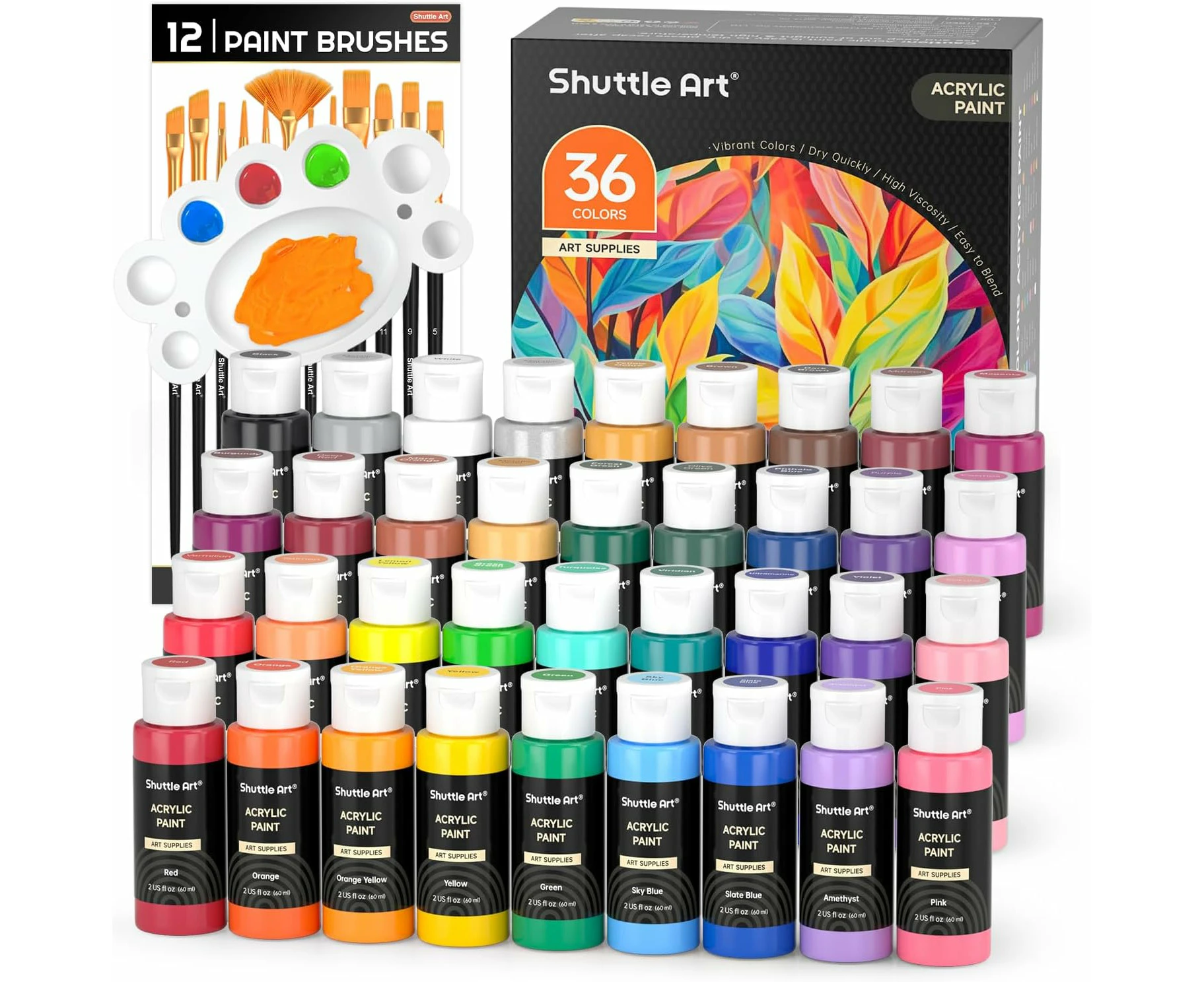 Acrylic Paint Set Craft Painting 36 Colours 60ml 2oz