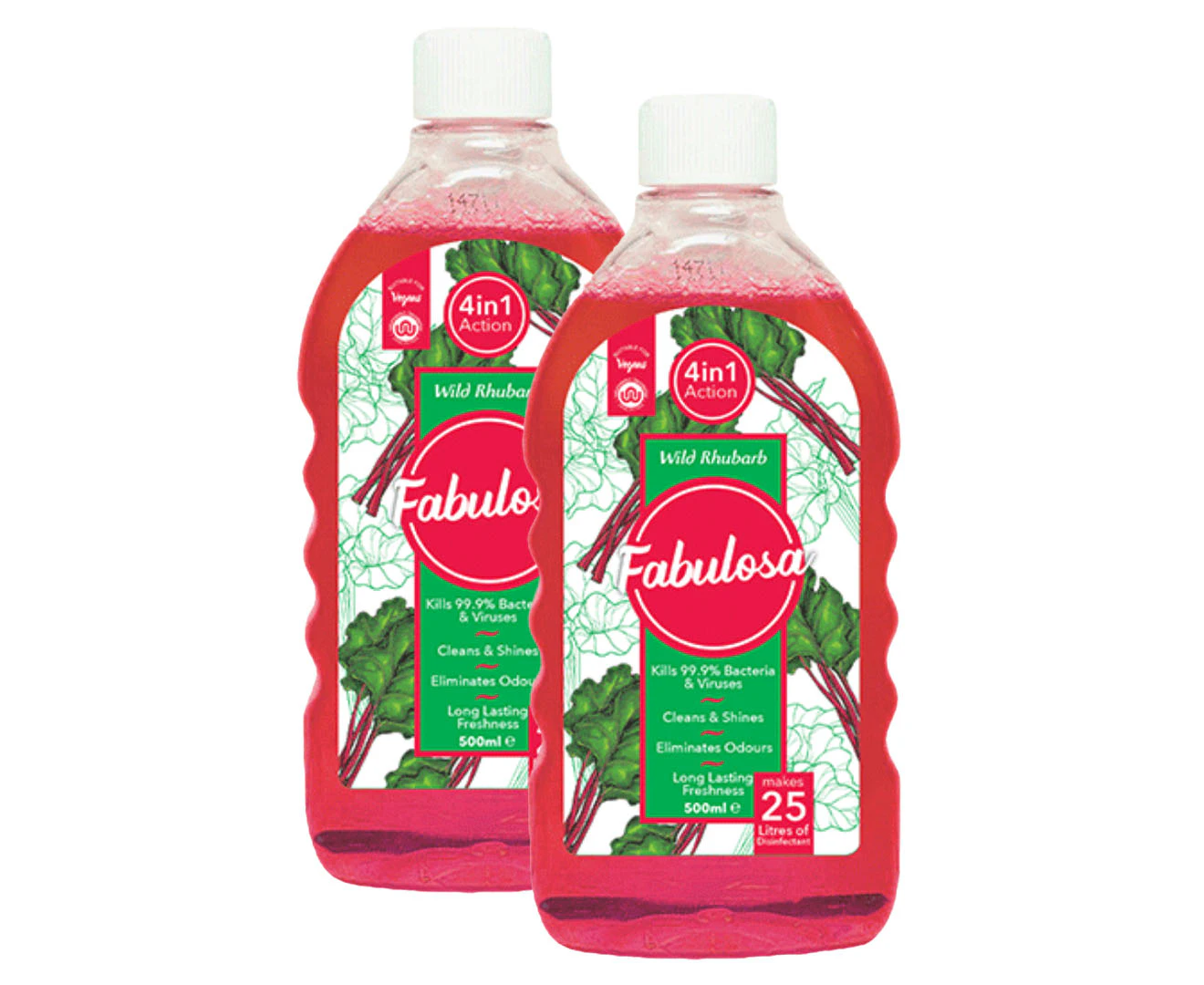 2 x Fabulosa Concentrated Disinfectant Cleaner Wild Rhubarb 500mL