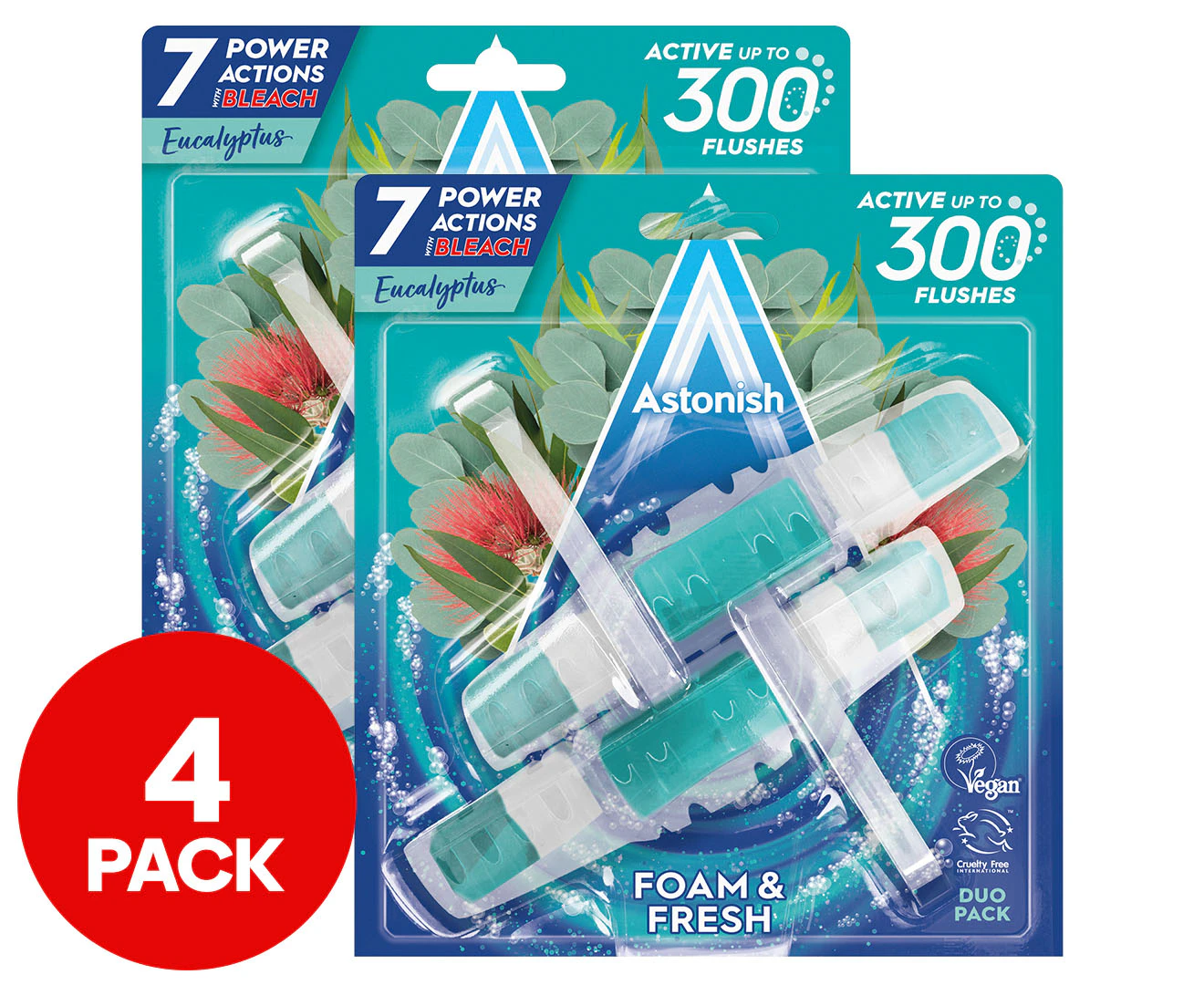 2 x 2pk Astonish Foam & Fresh Toilet Blocks Eucalyptus