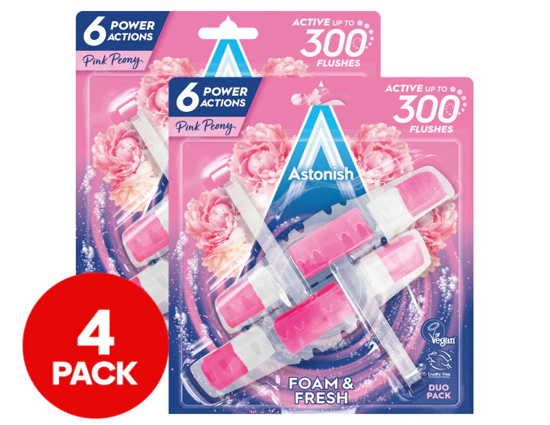 2 x 2pk Astonish Foam & Fresh Toilet Blocks Pink Peony