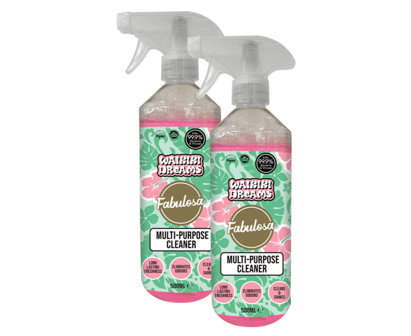 2 x Fabulosa Antibacterial Multipurpose Cleaner Spray Waikiki Dreams 500mL