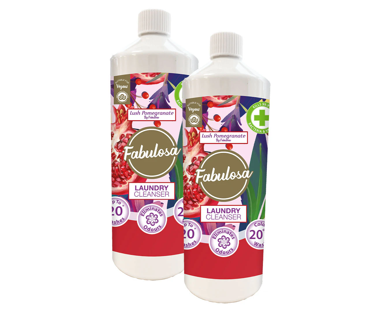 2 x Fabulosa Laundry Cleanser Lush Pomegranate 1L