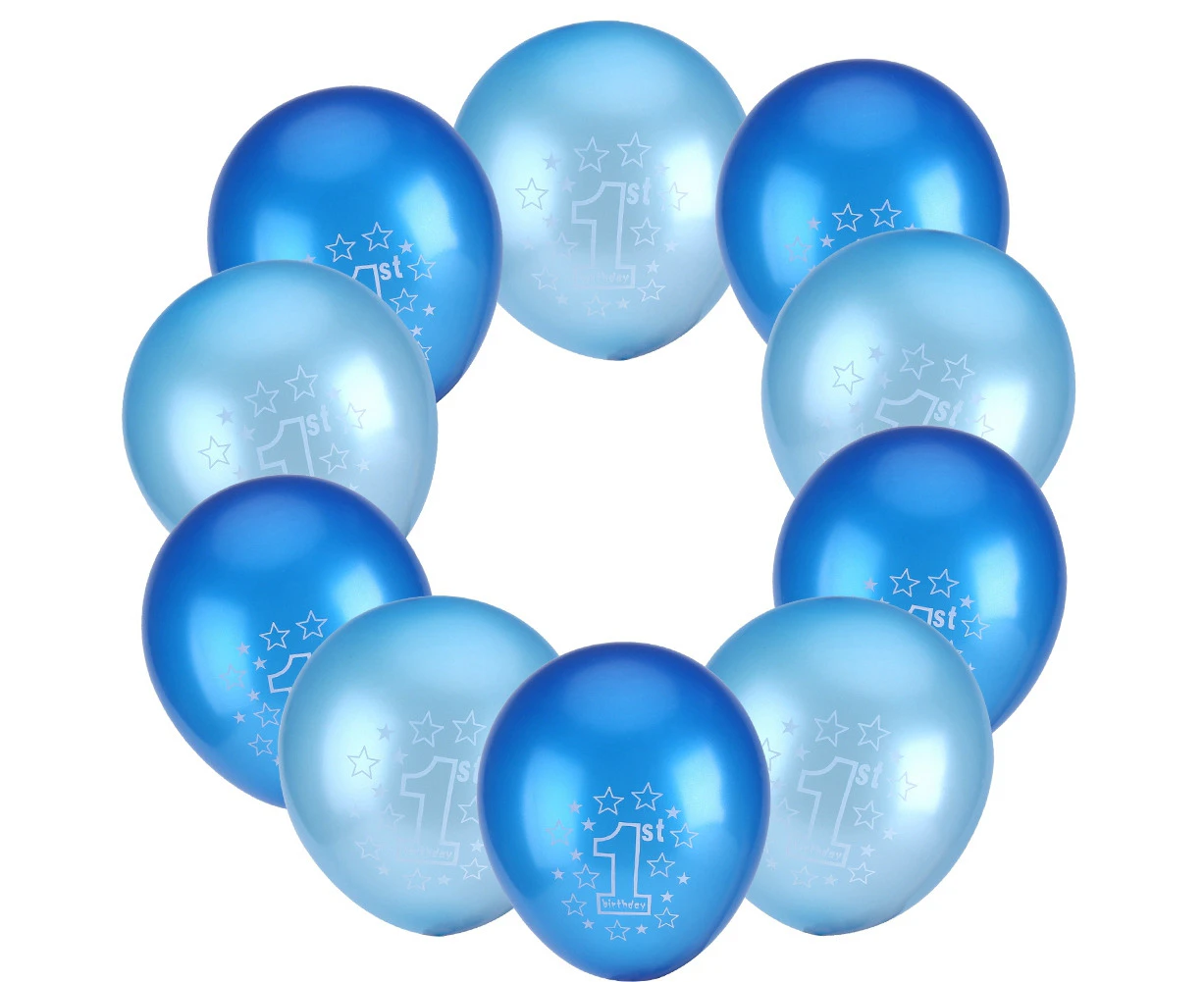 10Pcs Latex Balloons For Baby Birthday Anniversary Wedding Party Decor #1 1st Blue & Light Blue