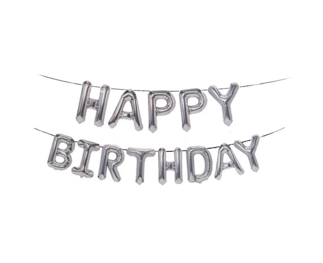 "HAPPY BIRTHDAY" Foil Balloons Anniversary Birthday Party Decor Beautiful Balloon(Silver)