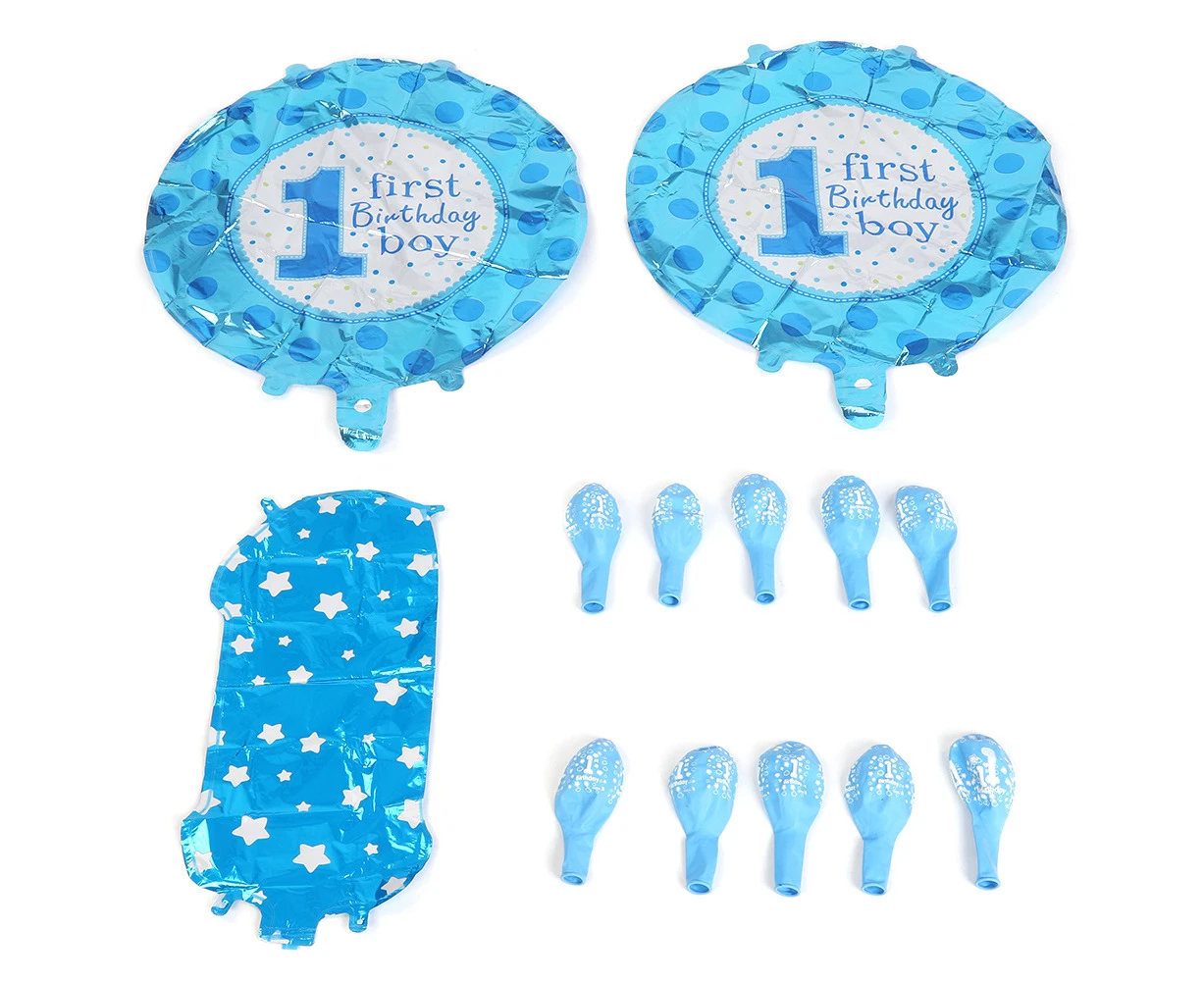 16in Inflatable Foil Balloon Baby Boy Girl 1st Birthday Party Balloons Decorations Set(Blue)