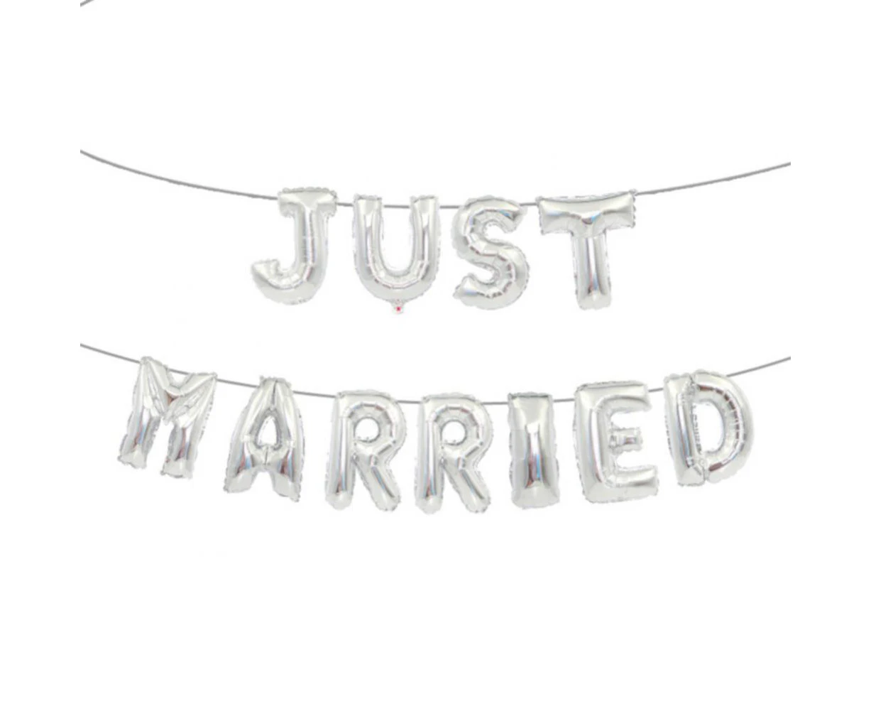 Just Married Banner Balloon for Weddng Proposal Party Decoration(Silver)