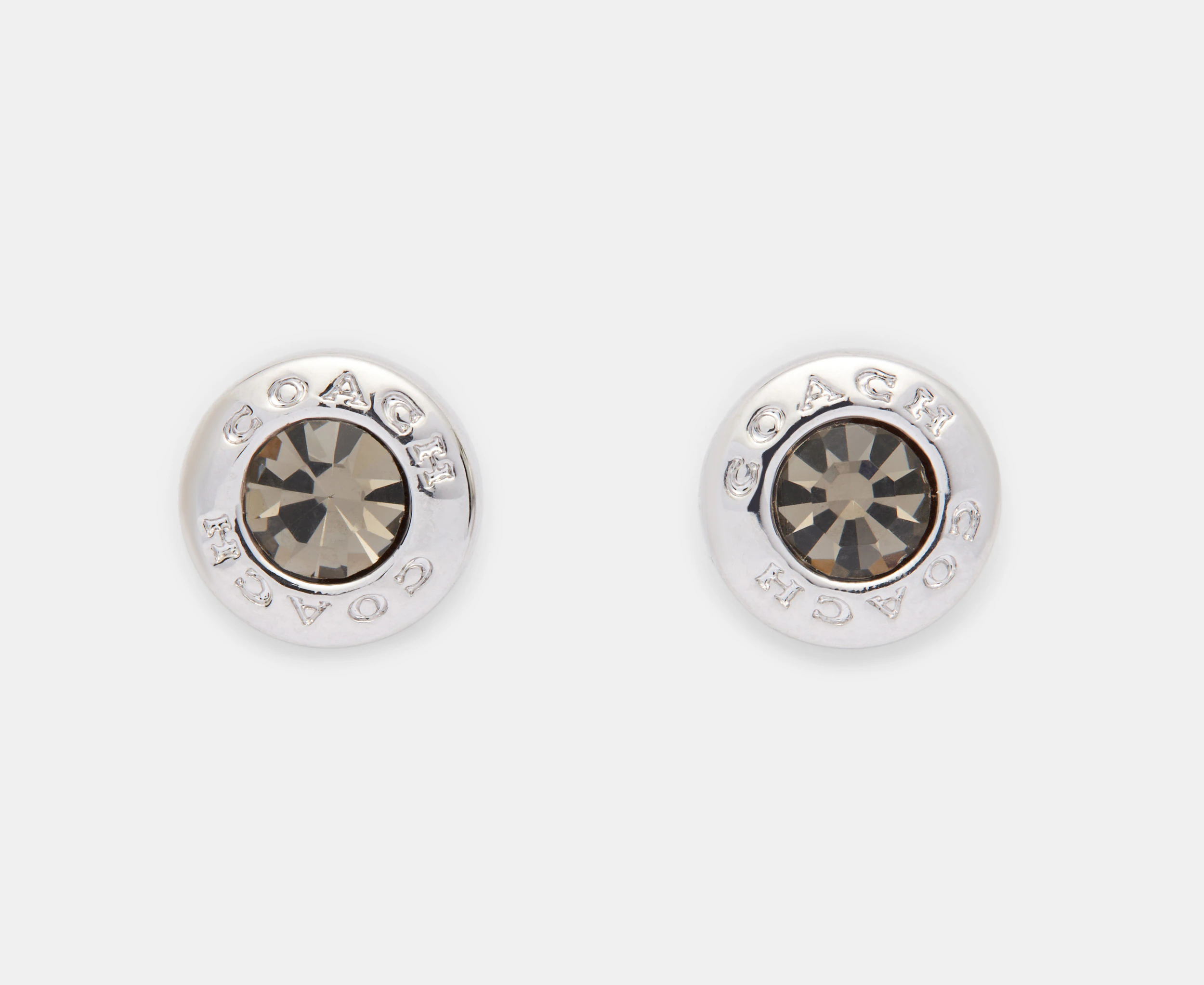 Coach Open Circle Stone Stud Earrings - Silver