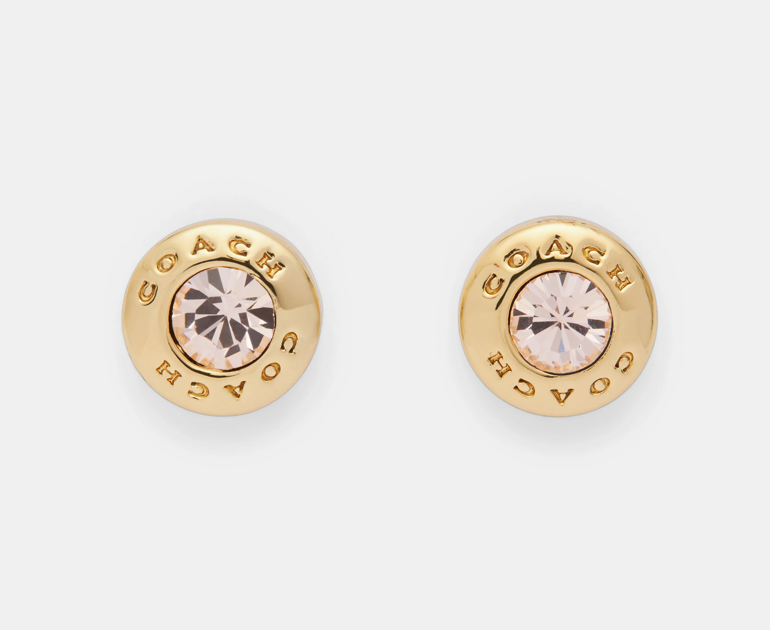 Coach Open Circle Stone Stud Earrings - Gold