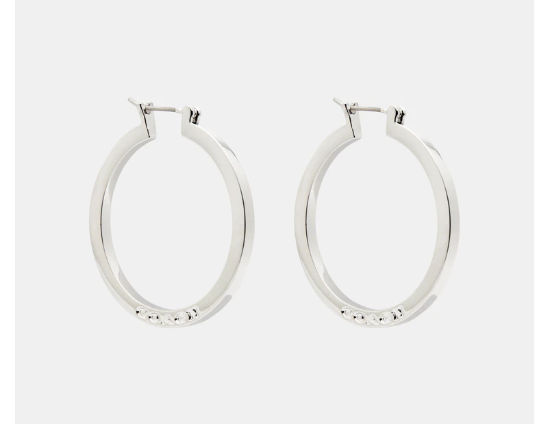 Coach Classic Hoop Earrings - Silver