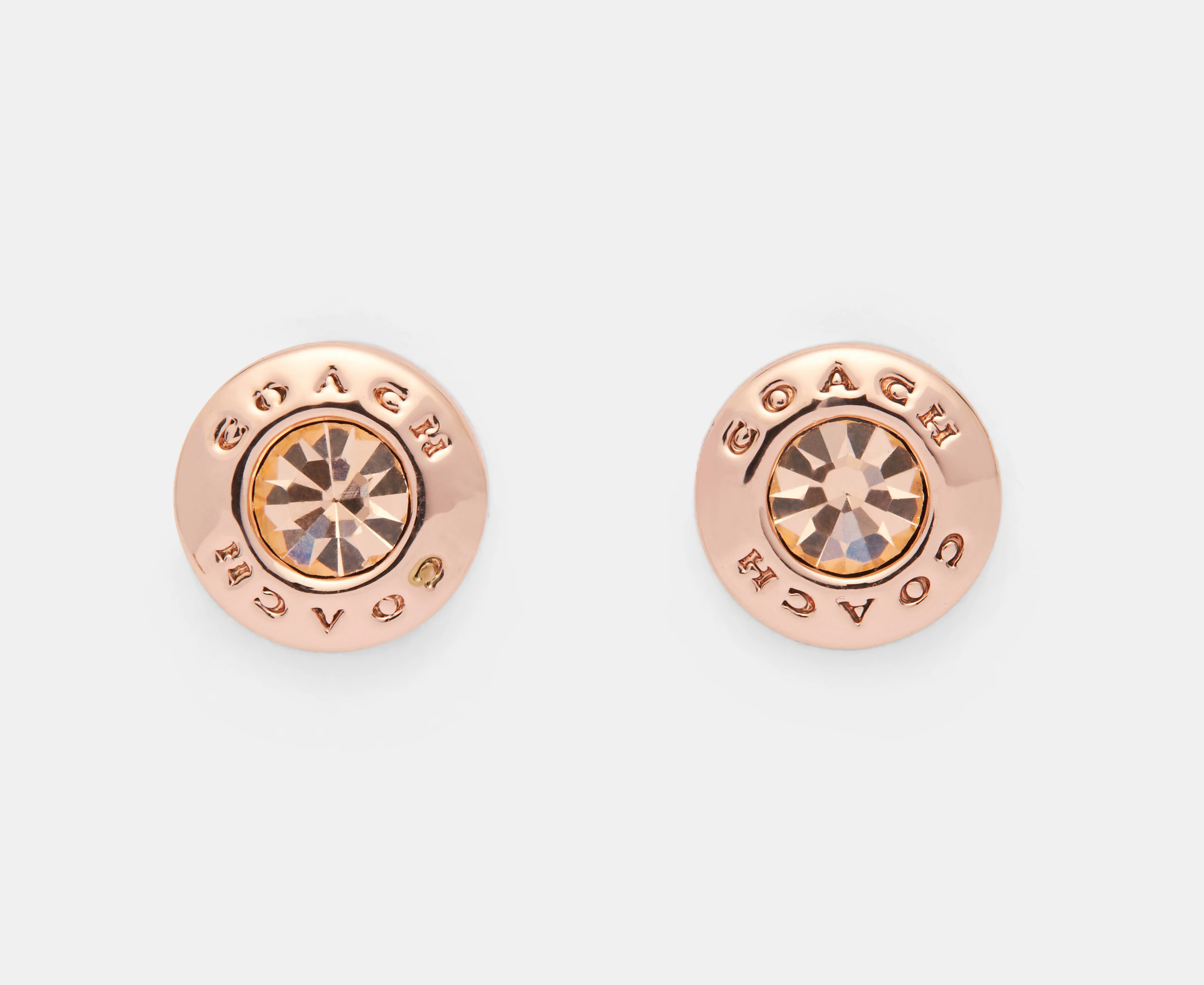 Coach Open Circle Stone Stud Earrings - Rose Gold