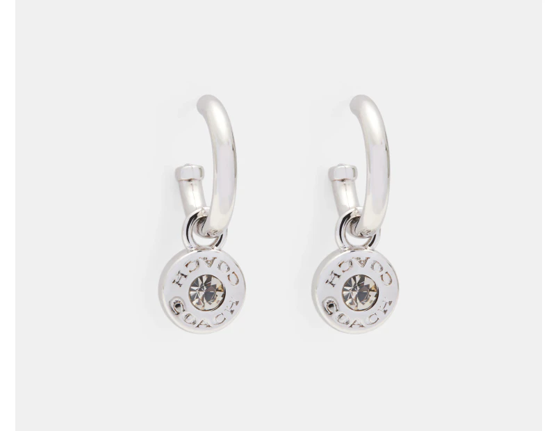 Coach Classic Diamante Drop Earrings - Silver