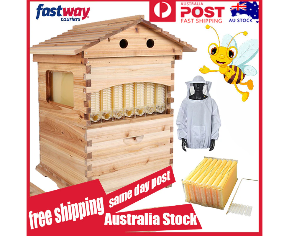 Auto Beehive Bee Hive House Fir Wooden Bee Hive Boxes Beekeeping Boxes With 7pcs BPA free Beekeeping Frames Bee Hive Frames