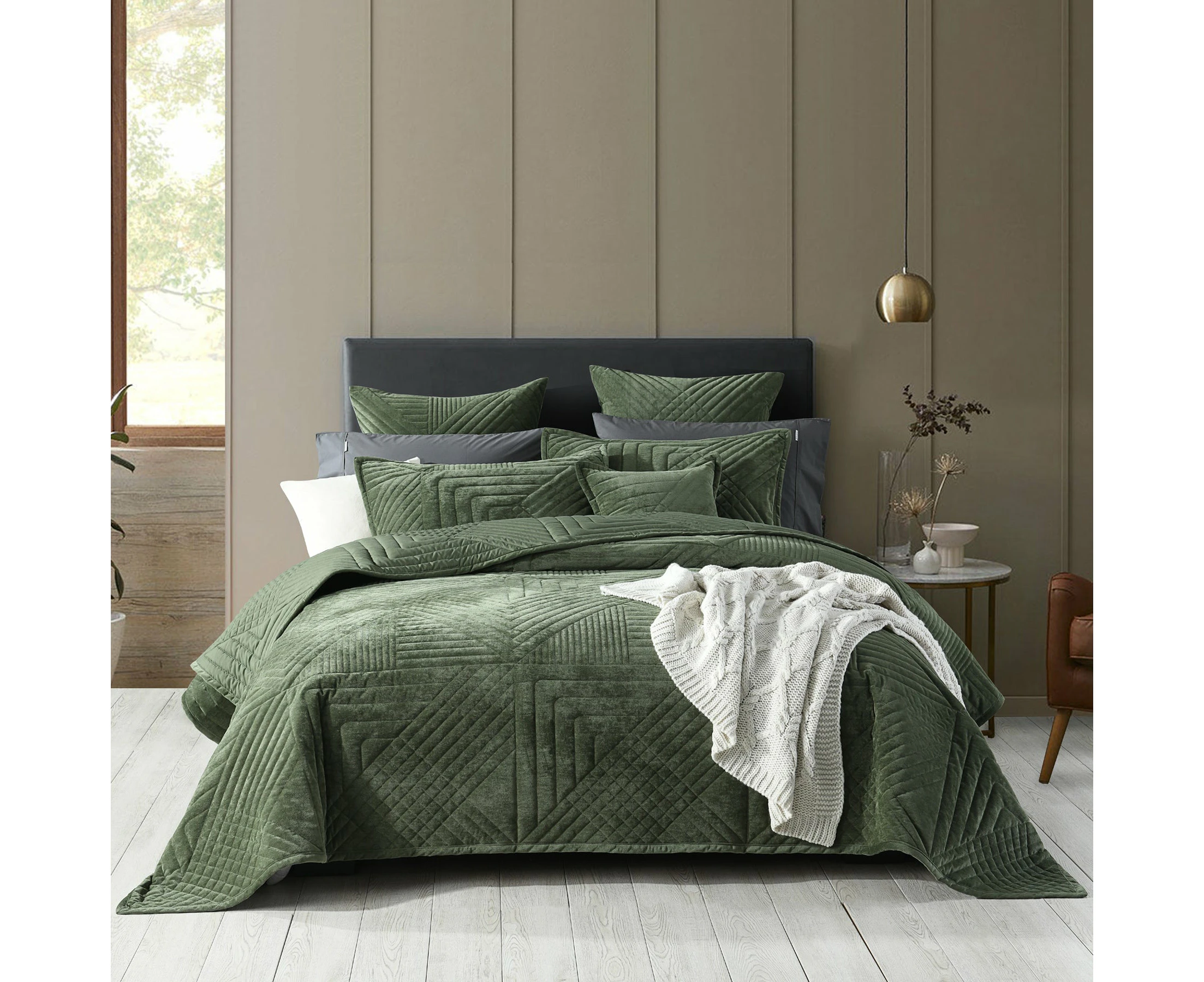 Bianca Bedding Samatra Coverlet Set Olive