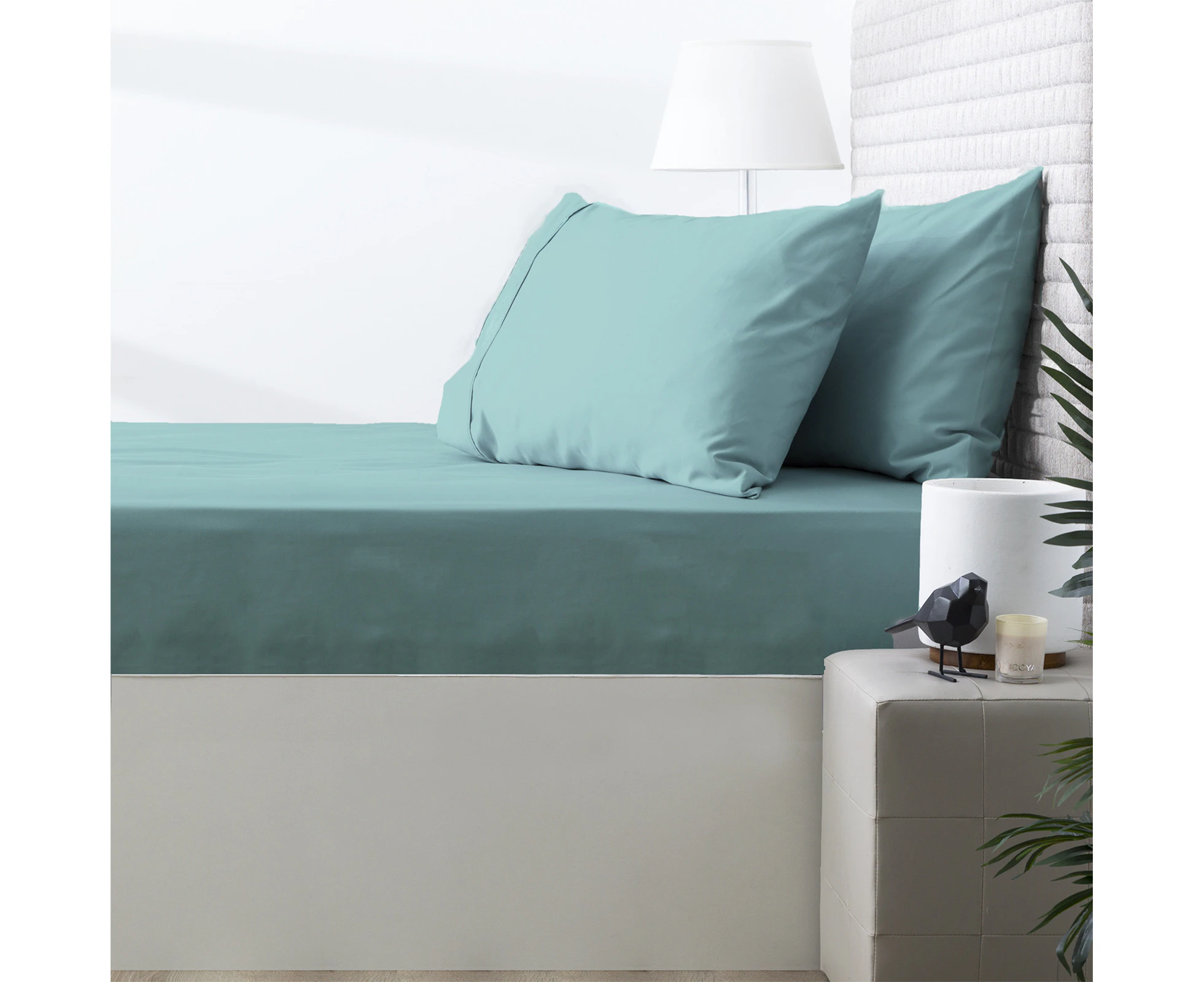 Park Avenue 500TC Queen Bed Natural Cotton Fitted/Pillowcase Combo Set Turquoise