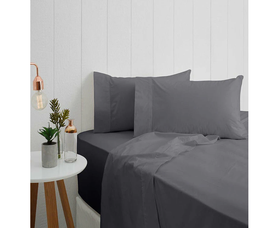 Odyysey Living Breathe Cotton Fitted Sheet 250tc Charcoal