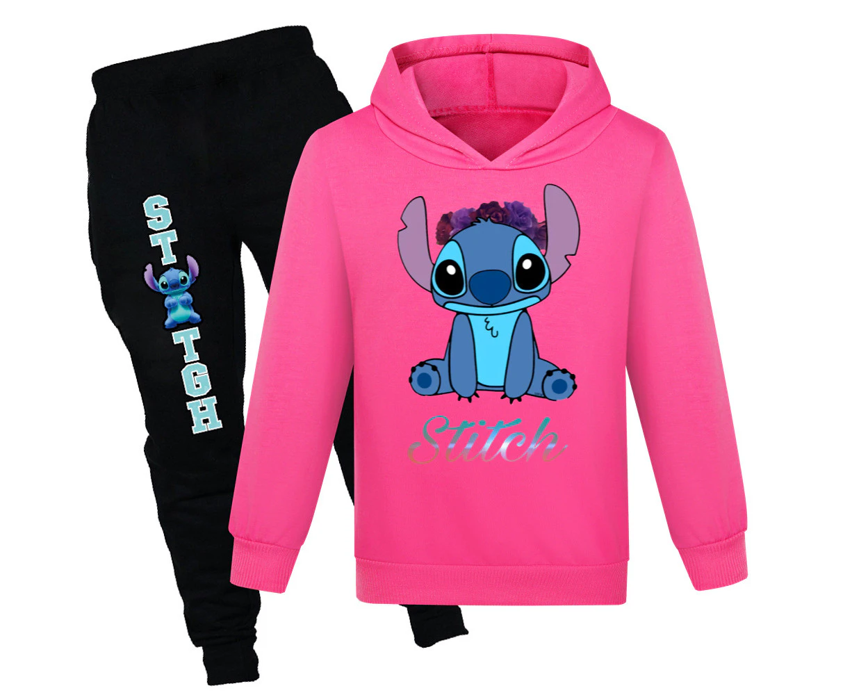 Stitch Casual Hoodie Jogging Pants Suit, Boys Girls Sportswear Suit, Hoodies For Teens