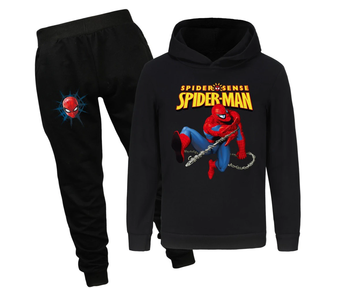 Spider-Man Hoodie Jogging Pants Set 2, Boys And Girls Casual Sportswear Suit, Hooded Sweatshirt, Hooded Top