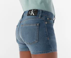 Calvin Klein Girls' Youth High Rise Relaxed Denim Shorts - Mid Blue